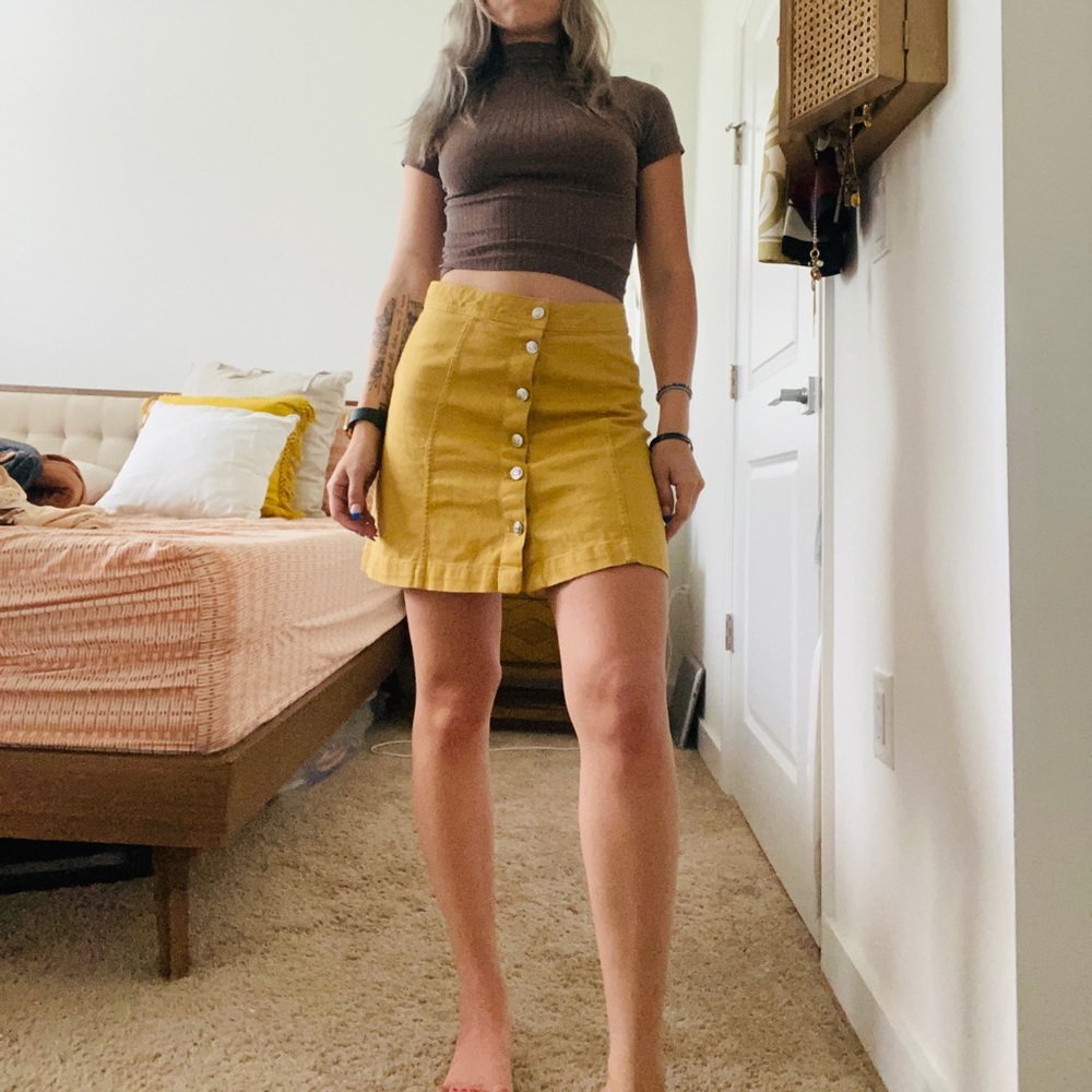 H&M 70s Inspired Yellow Mini Skirt